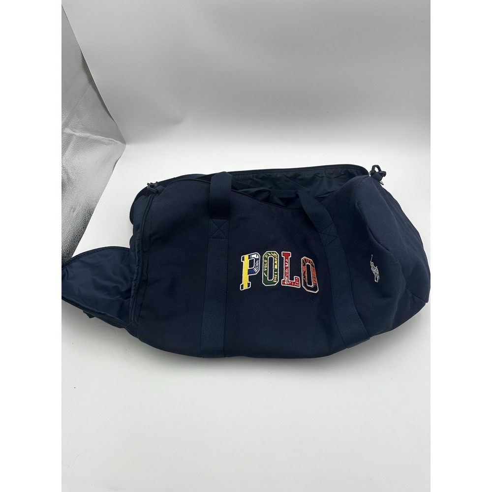 Ralph Lauren Polo Duffel Bag Navy Multicolor Logo Fragrances Gym Travel Bag